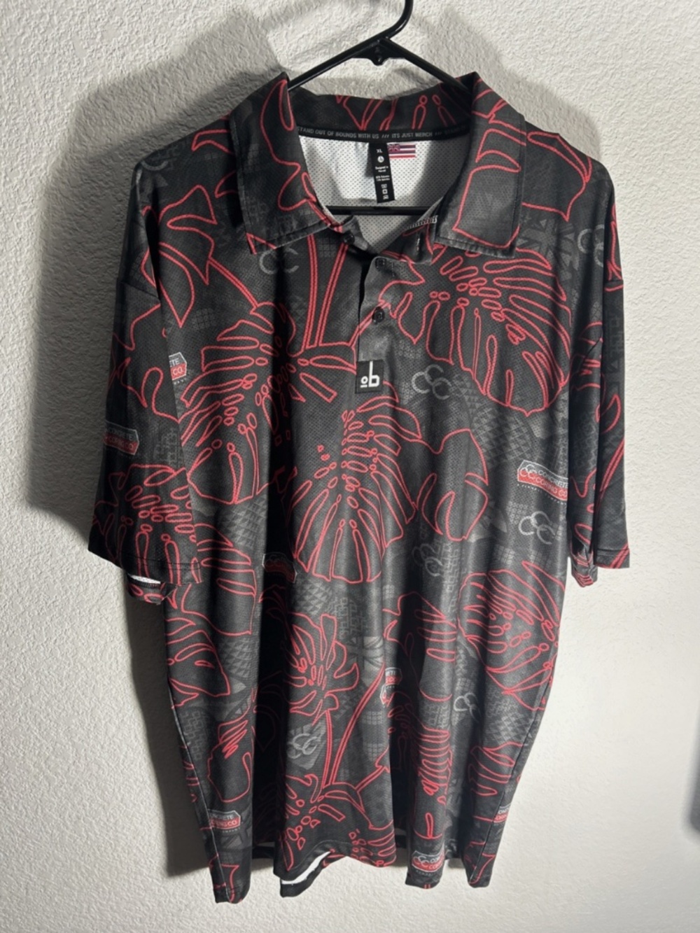 Rare Hawaii Out Of Bounds Ob Concrete Coring Co Red Golf Polo Shirt Men’s XL